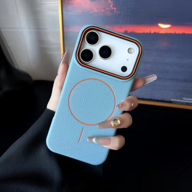 Luxury Litchi Texture Silicone Magsafe Magnetic Case For iPhone