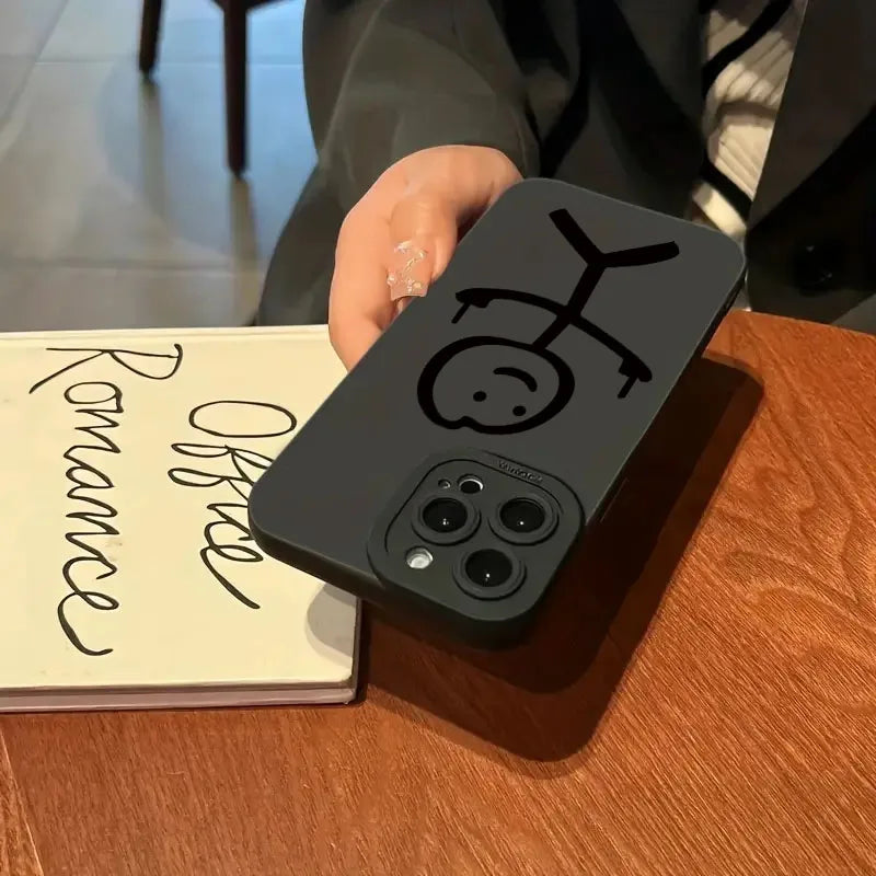 Cartoon Matchman Matte Silicone Case For iPhone