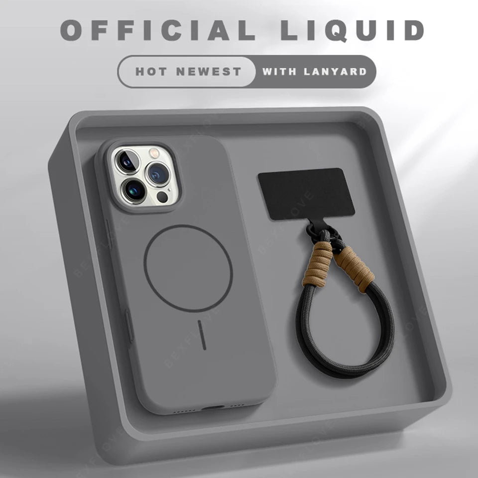 Silicone solid color lanyard phone case for iPhone