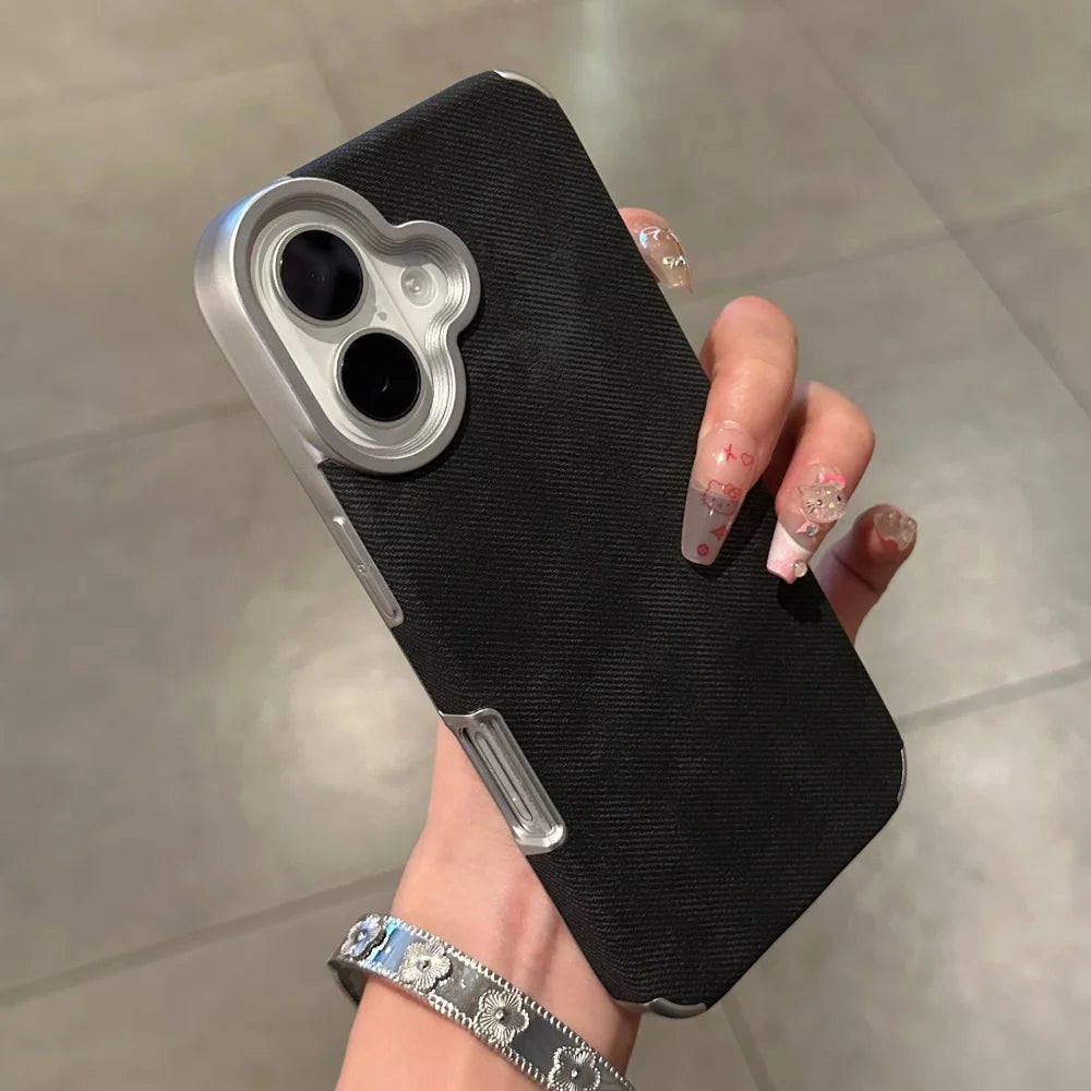 Luxury Jeans Fabric Soft Plating Case for iPhone