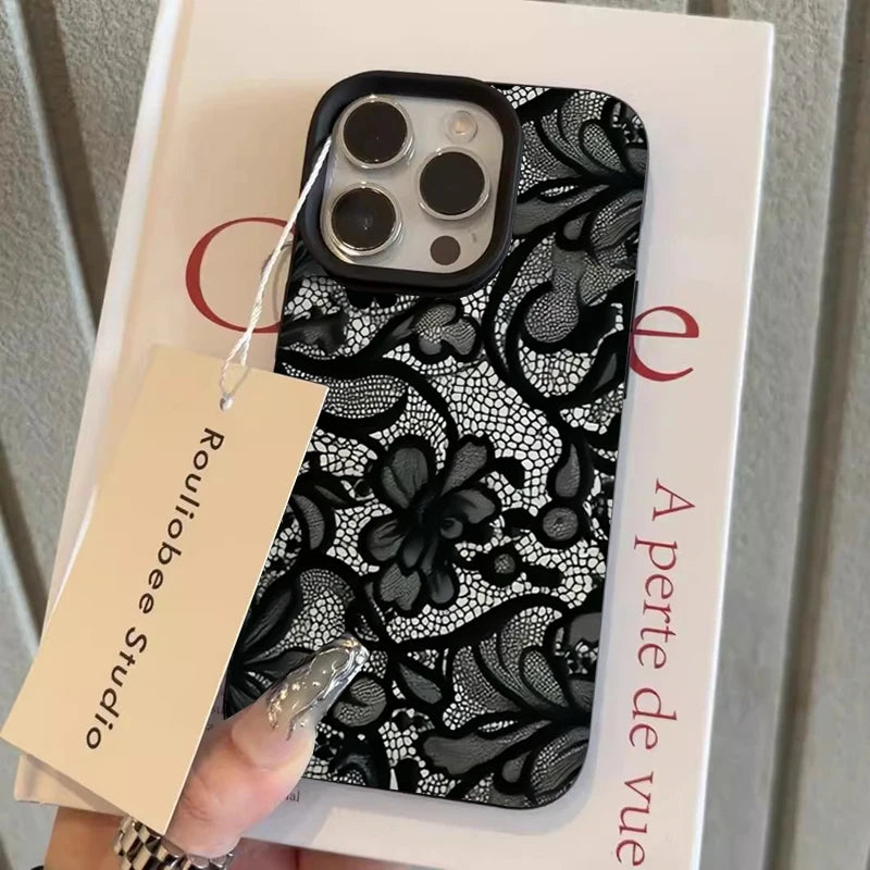 New Style Black Lace Pattern Phone Case For iPhone