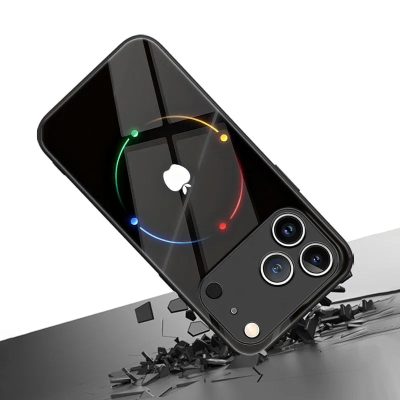 Colorful Halo For Apple Pattern Tempered Glass Phone Case For iPhone