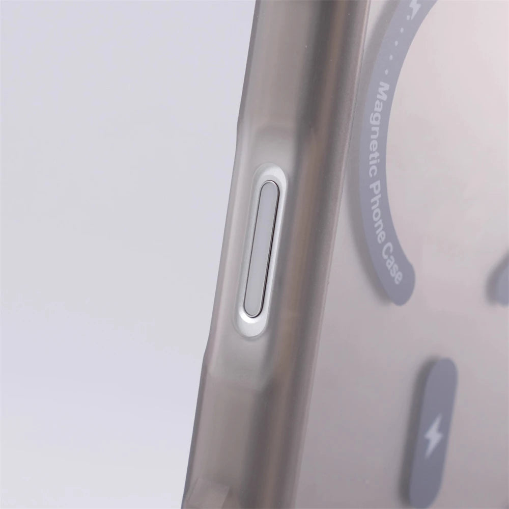 Matte Magnetic Frosted Translucent Anti-fall Case For iPhone Luxury Metal Button