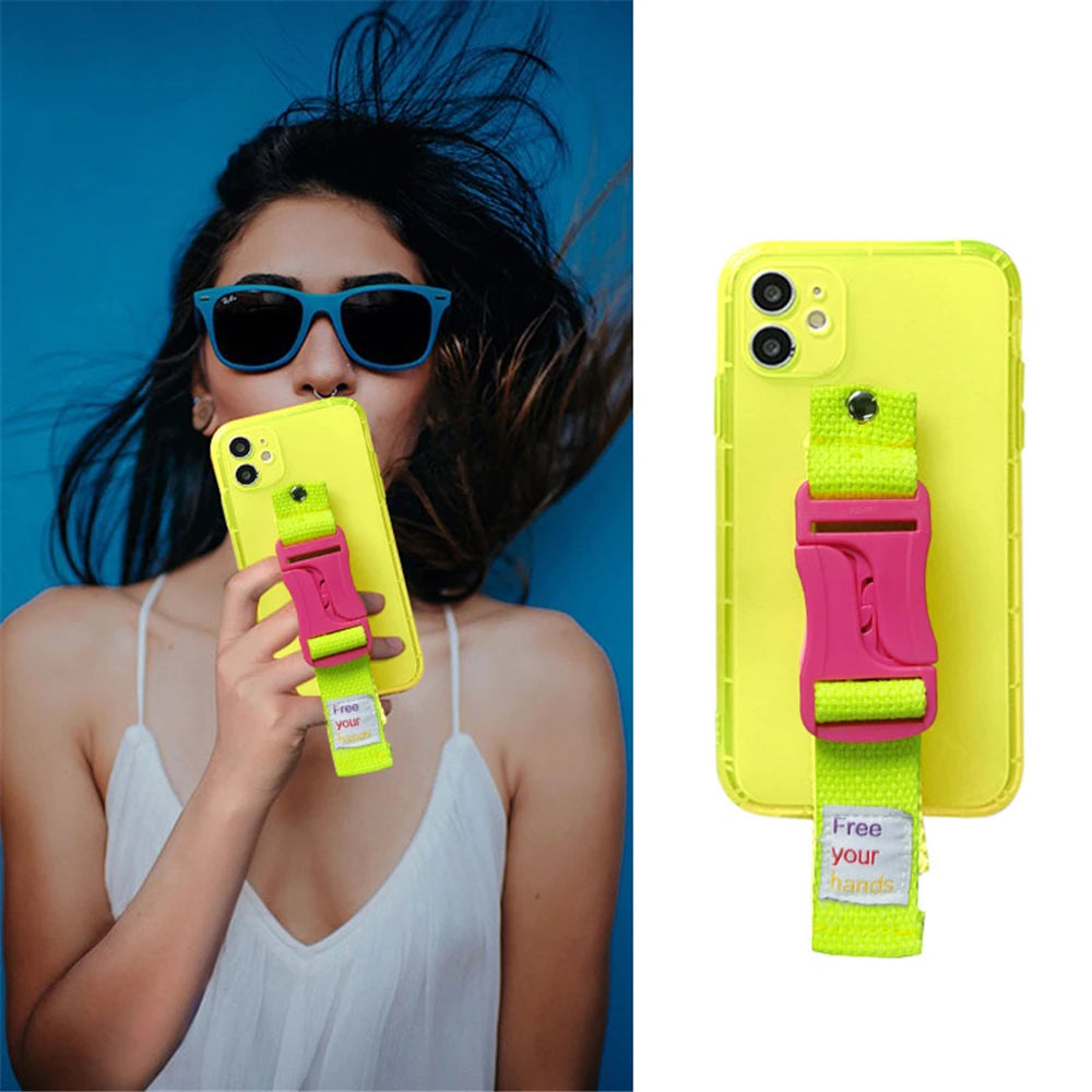 Fluorescent wristband transparent silicone phone case for iPhone