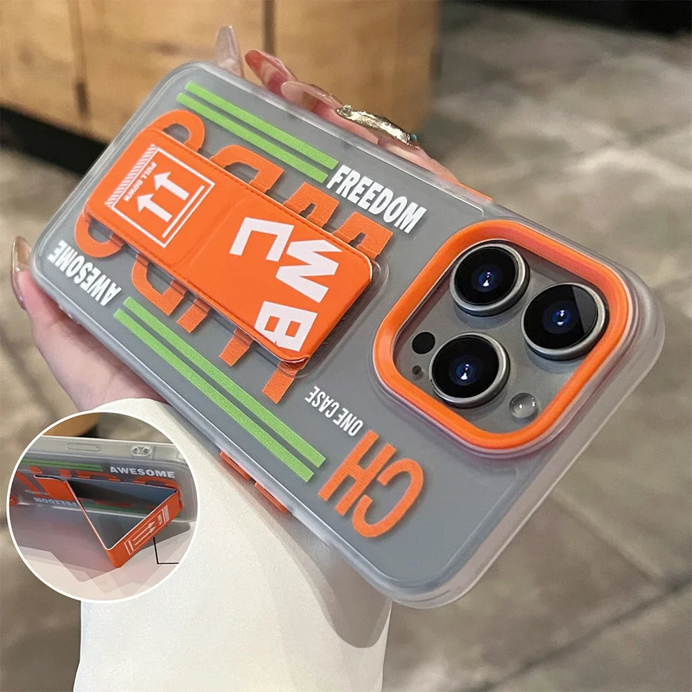 Matte anti slip wristband holder phone case for iPhone