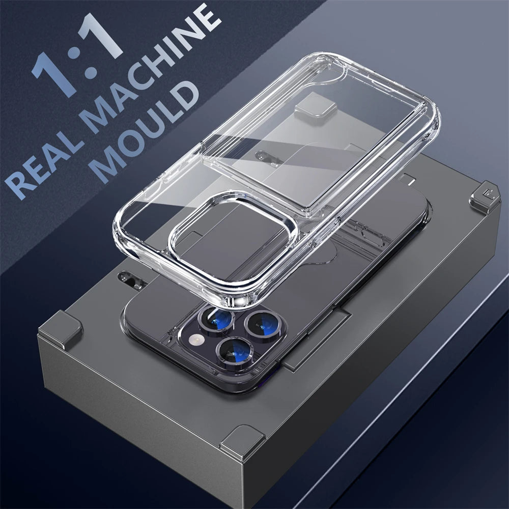 Luxury transparent wallet card slot phone case  for iPhone