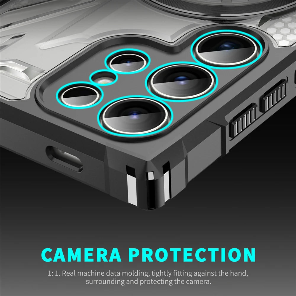 Transparent wireless charging armor phone case for Samsung