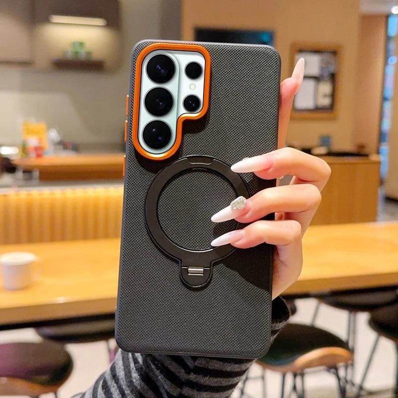 360°Rotating Magnet Ring Magnetic Folding Stand Phone Case For Samsung