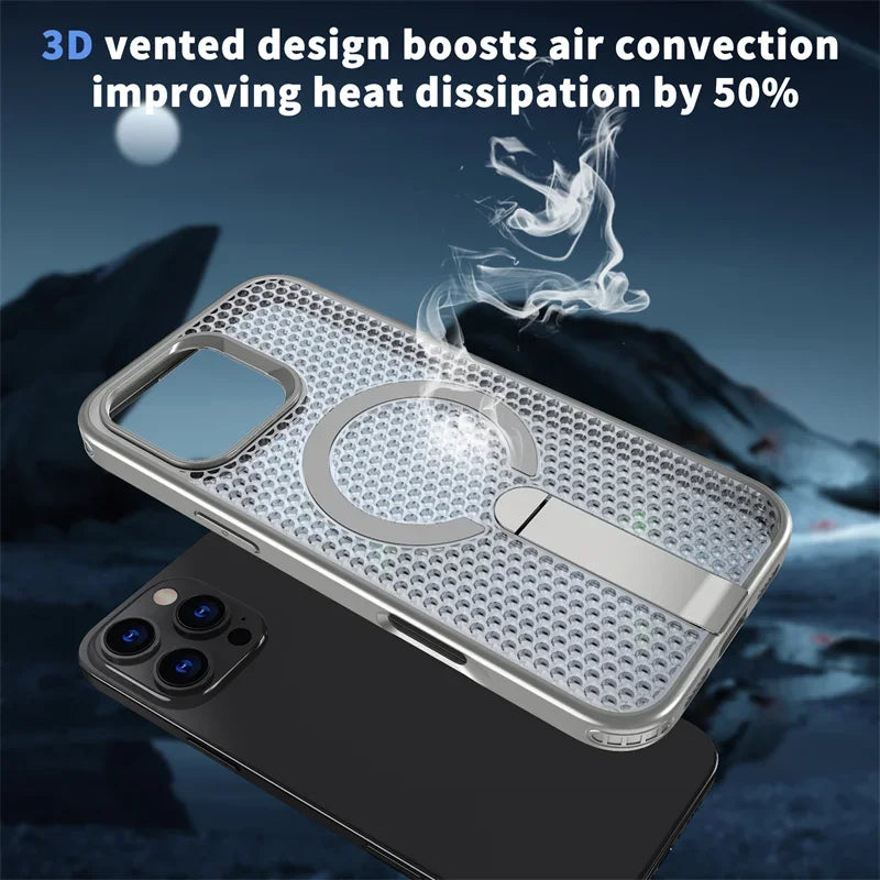 Heat Dissipation Magnetic Wireless Charge Bracket Case For IPhone