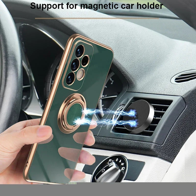 Luxury Plated Ring Holder Case for Samsung A-series and S-series