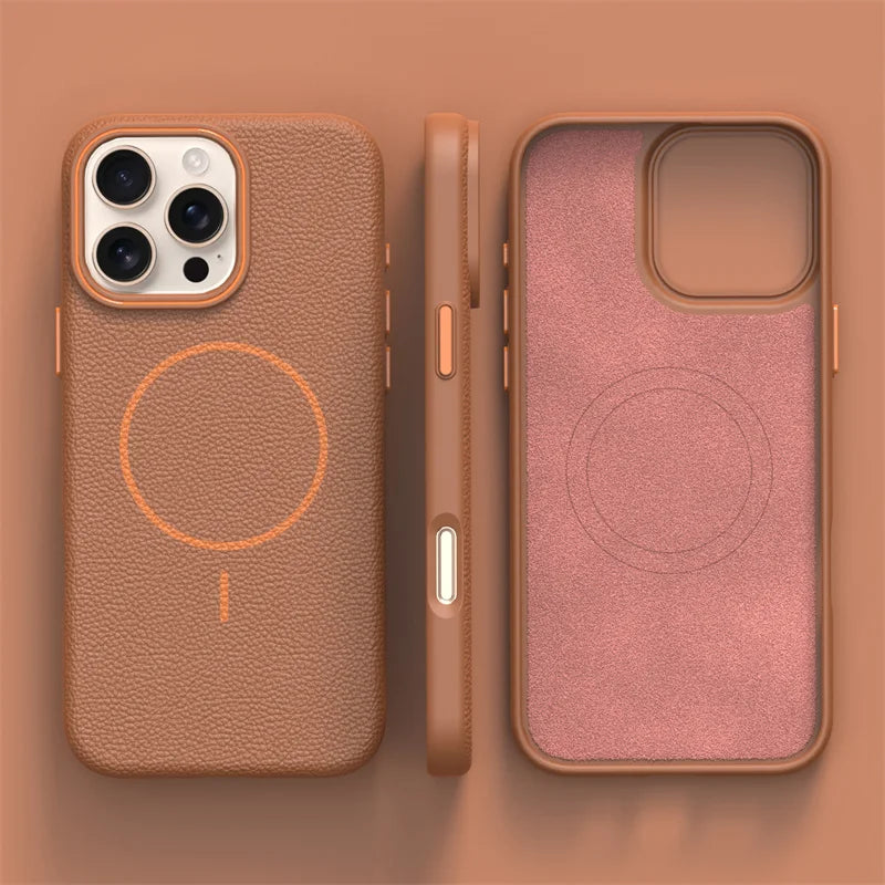 Ultra thin and simple lychee pattern phone case for iPhone