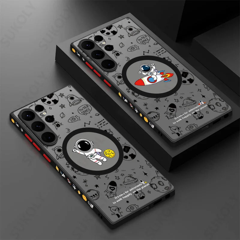 Magnetic Astronaut Pattern Phone Casefor Samsung