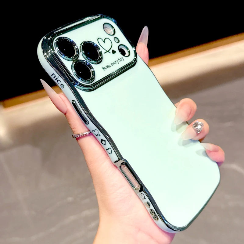 Electroplated Large Window Wave Design Protective Case For iPhone