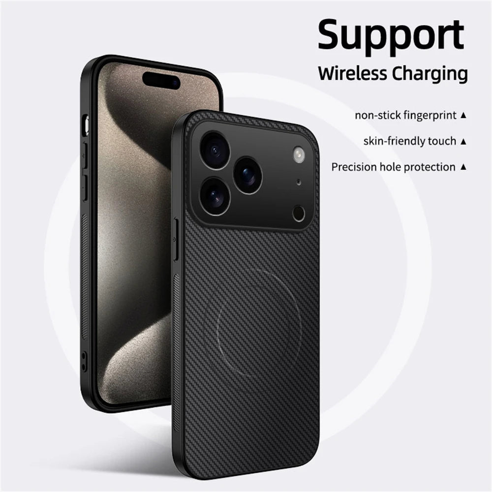 Ultra Thin Carbon Fbier Magnetic Leather Case for iPhone