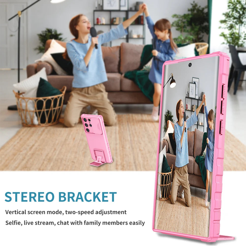 2025 new slide camera lens protection bracket phone case suitable for Samsung