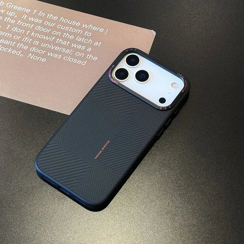 Carbon Fiber Texture Silicone Case for iPhone Alloy Lens Protective