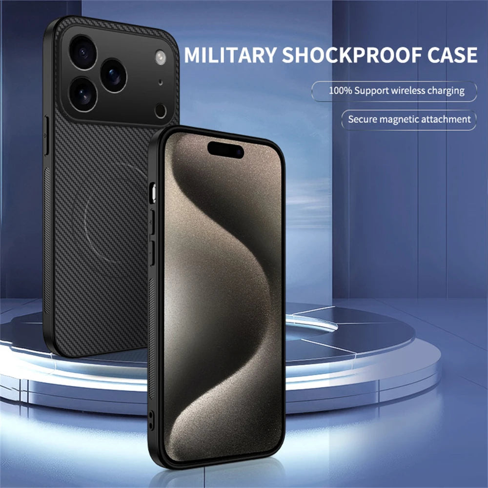 Ultra Thin Carbon Fbier Magnetic Leather Case for iPhone
