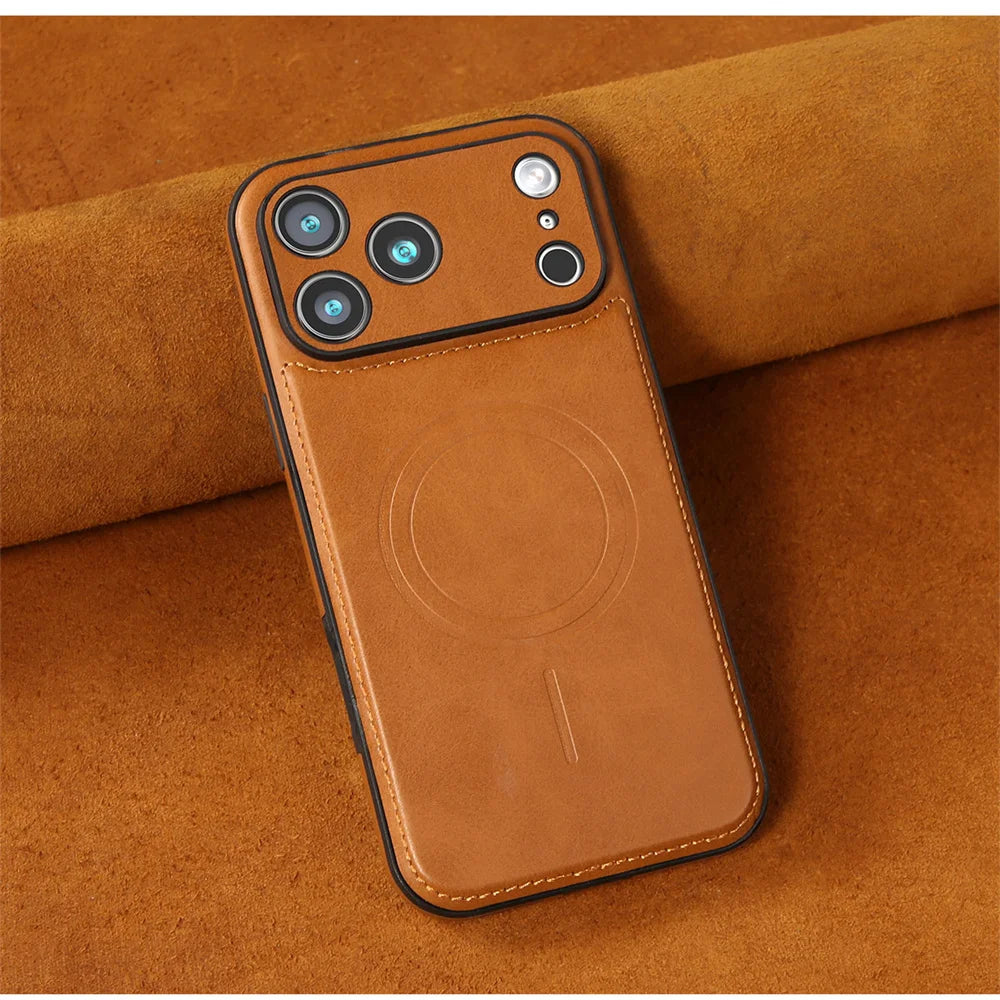 Luxury Magnetic Leather Case for Apple iPhone MagSafe Cover