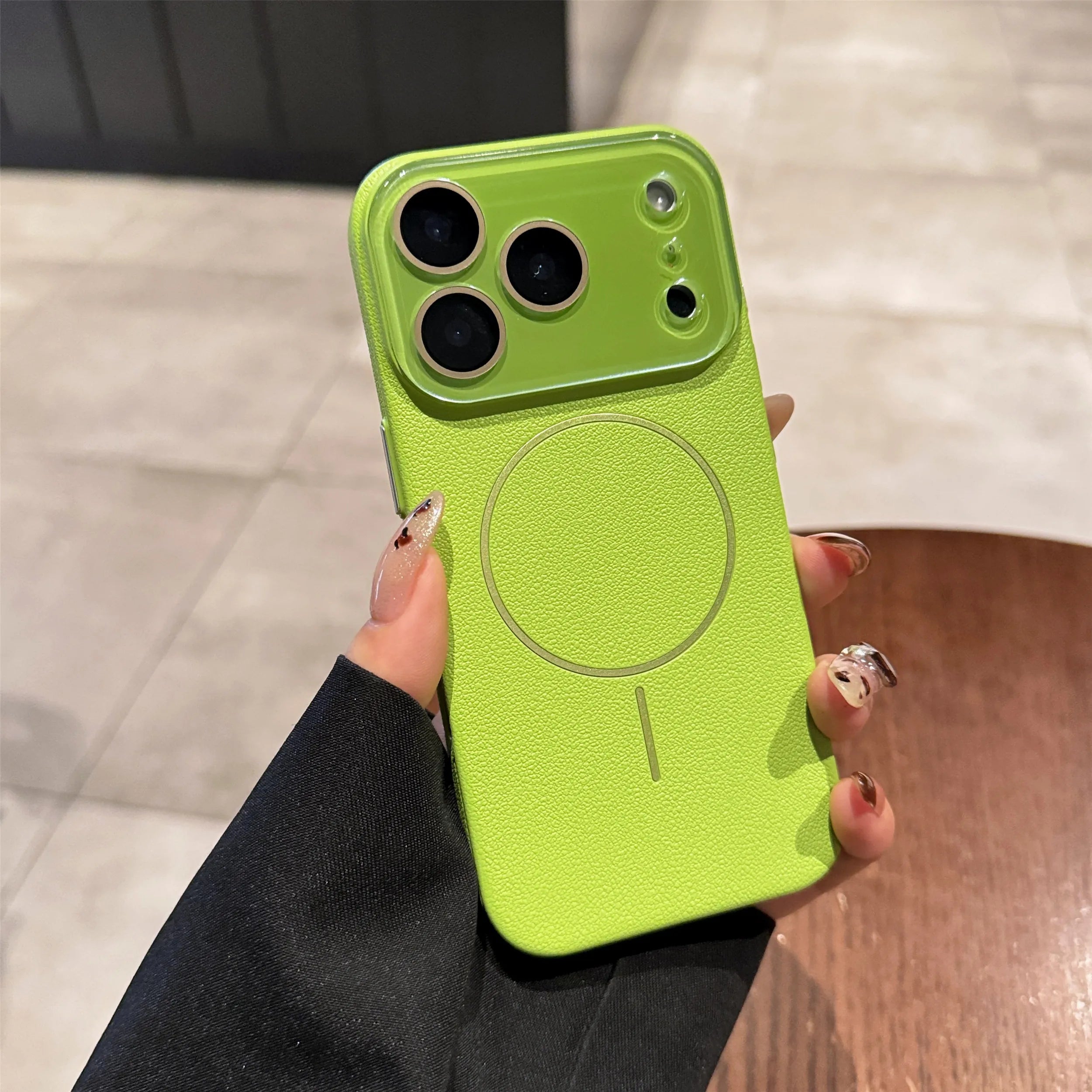 Lens-covering Vegan Leather Phone Case for iPhone