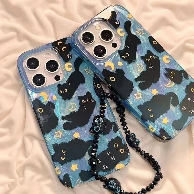 Cute Star Moon Cat Phone Case for iPhone