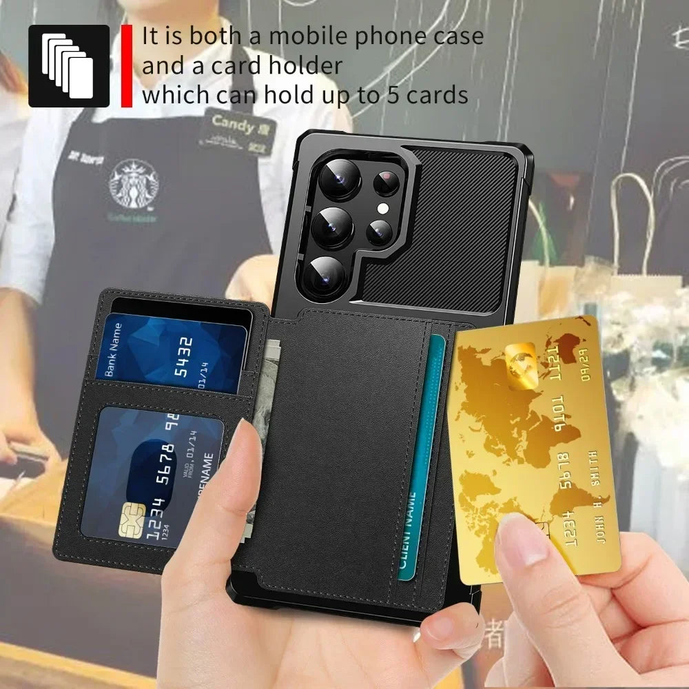 Card holder magnetic charging phone case suitable for Samsung