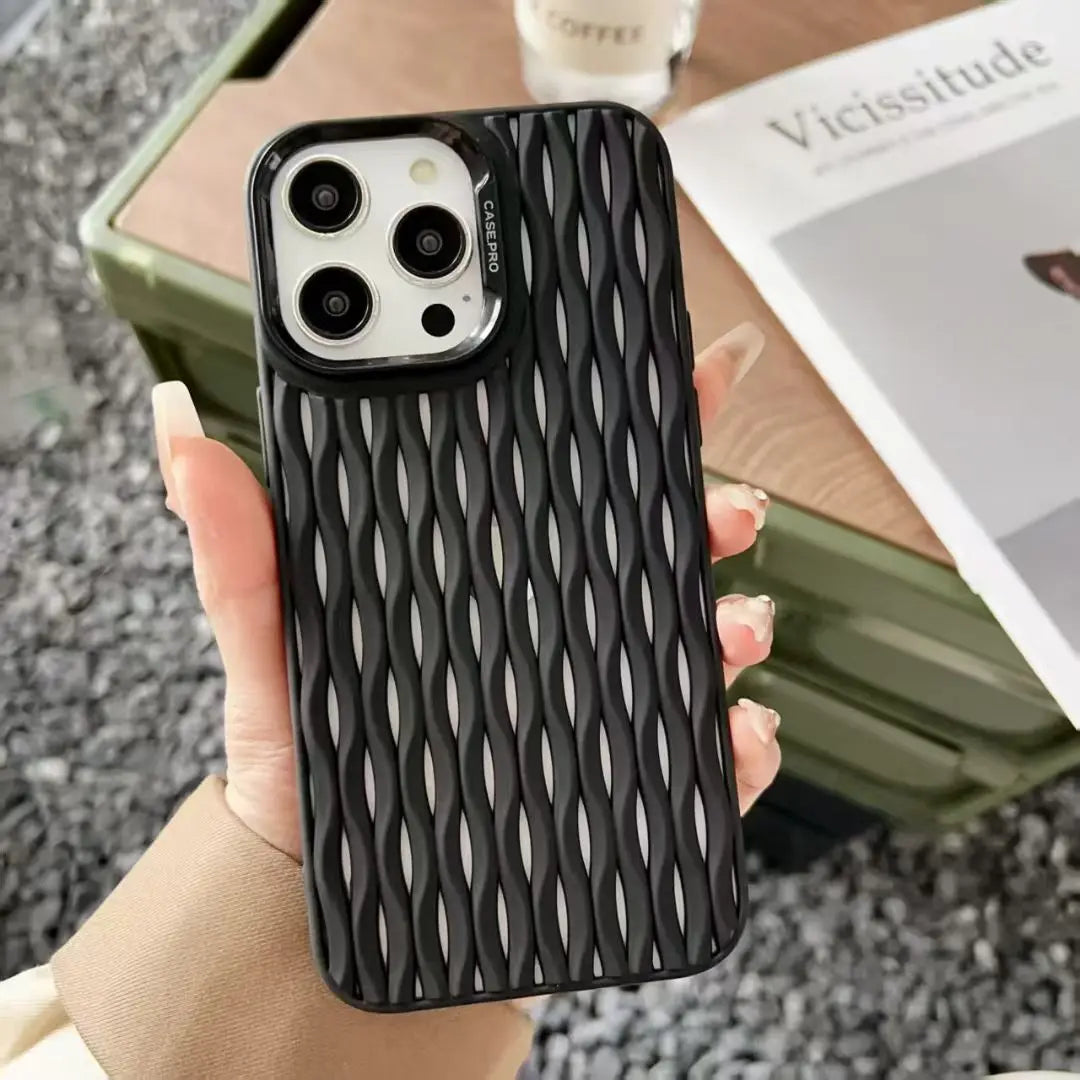 Breathable Heat Mesh Woven Pattern Silicone Case For iPhone