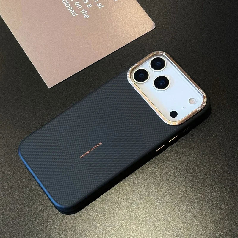 Carbon Fiber Texture Silicone Case for iPhone Alloy Lens Protective