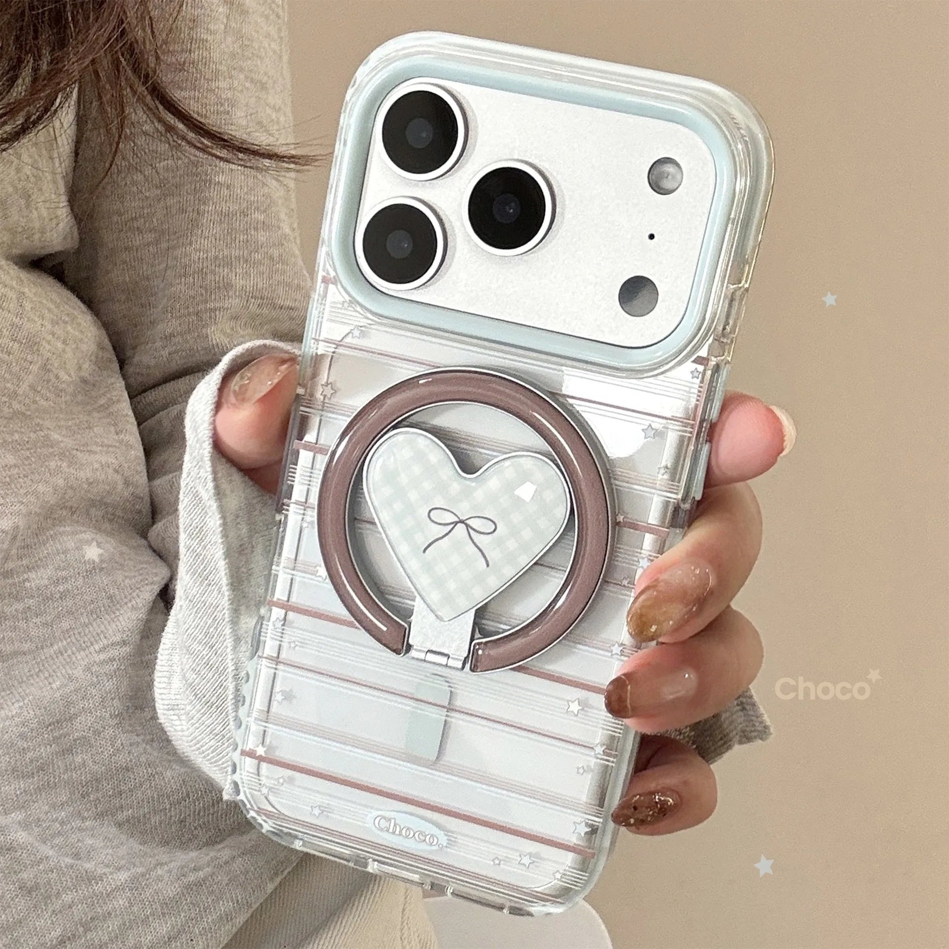 Fold Love Heart Magnetic Stand Holder Phone Case For iPhone