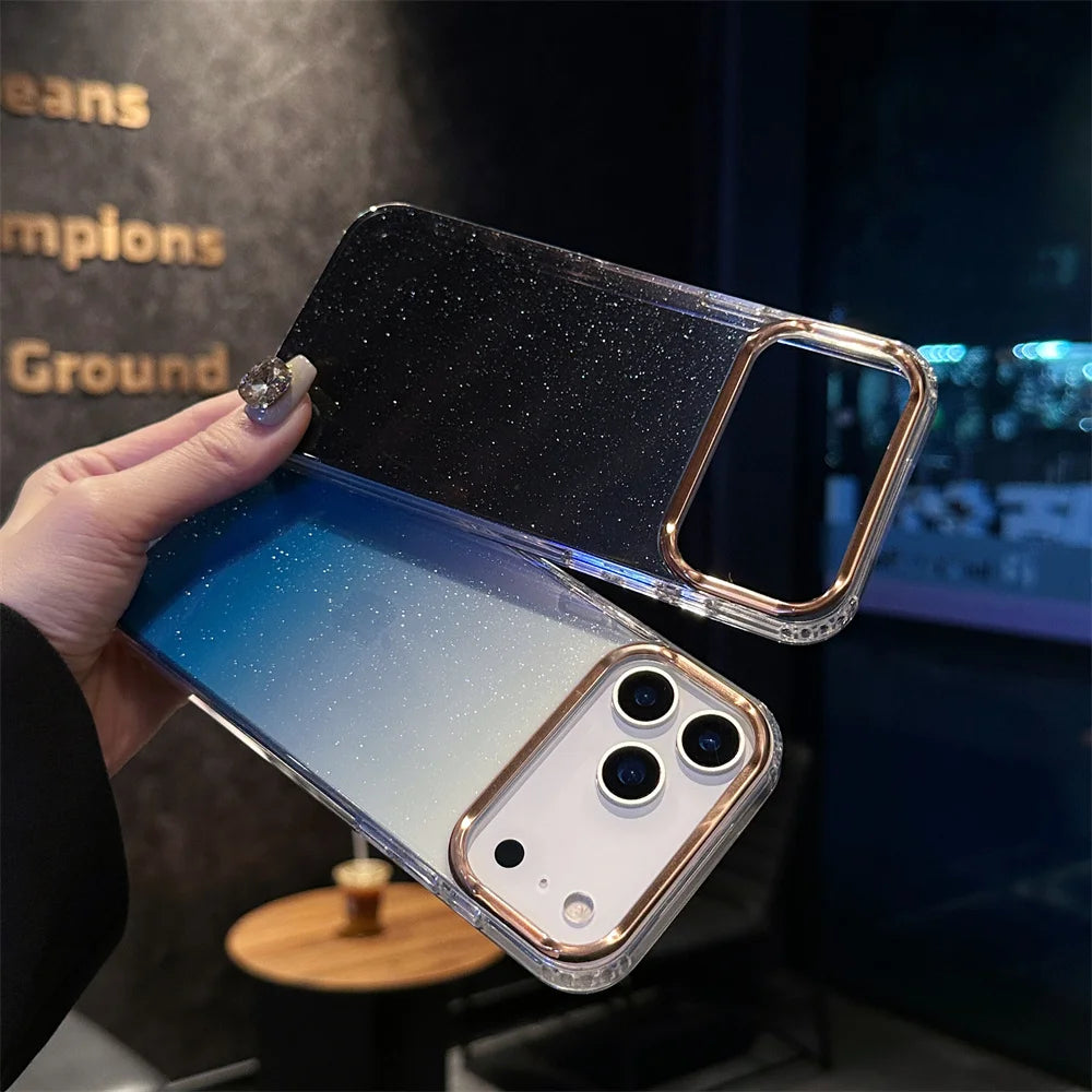 Bling Glitter Gradient Color Clear Case For iPhone