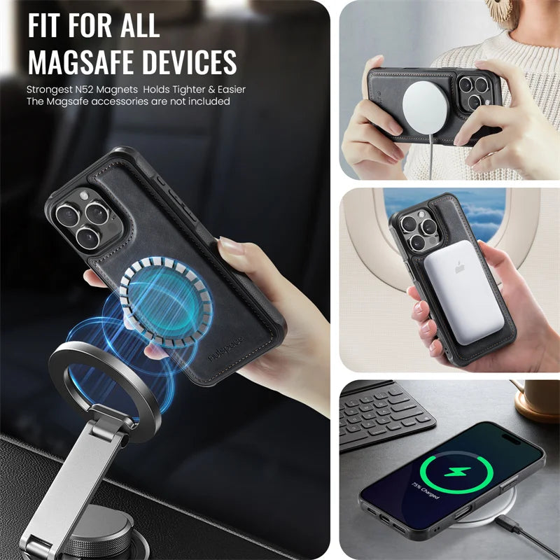 Magsafe Card Holder Bag Flip Leather Case For iPhone