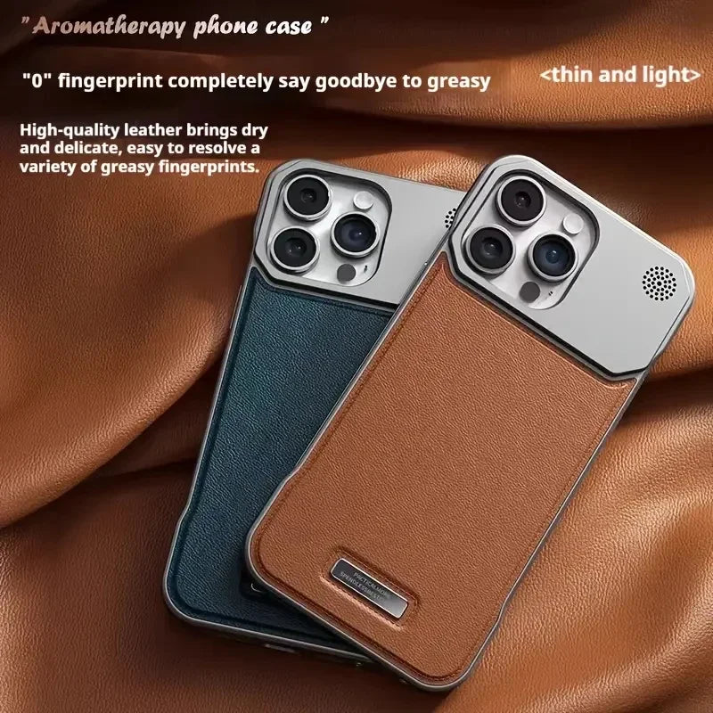 Luxury Magnetic Leather Aromatherapy Case For iPhone