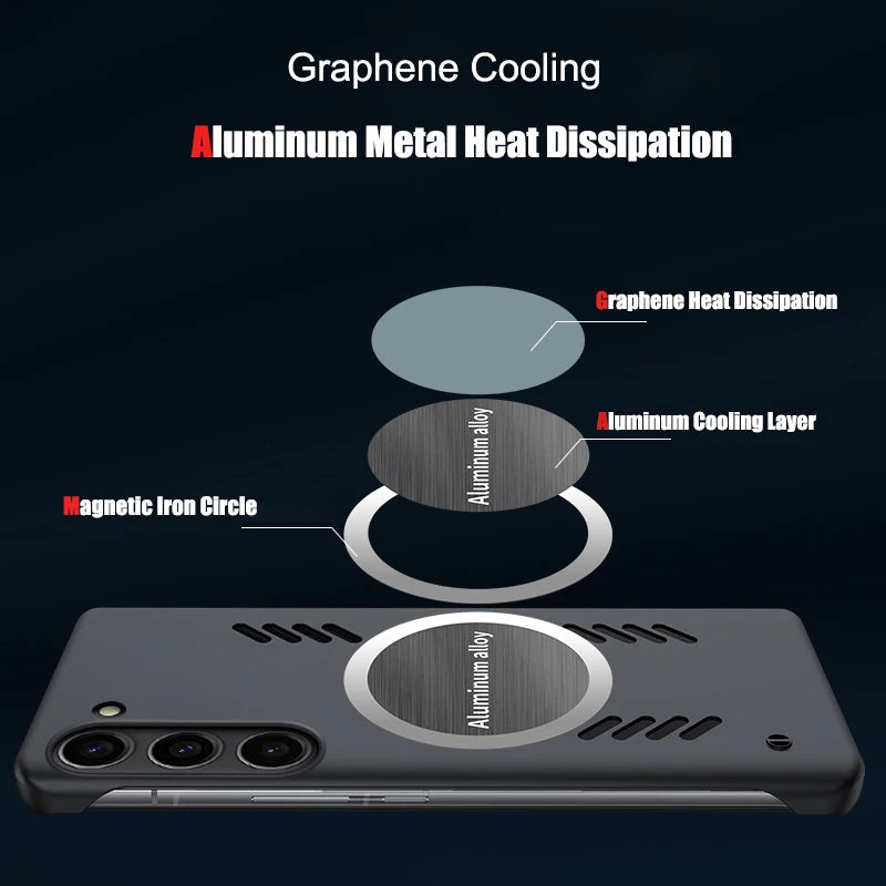 Luxury graphene cooling magnetic phone case for Samsung