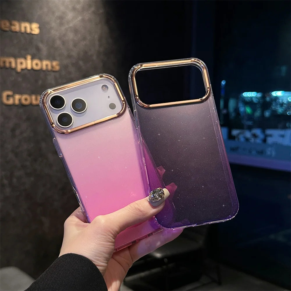 Bling Glitter Gradient Color Clear Case For iPhone