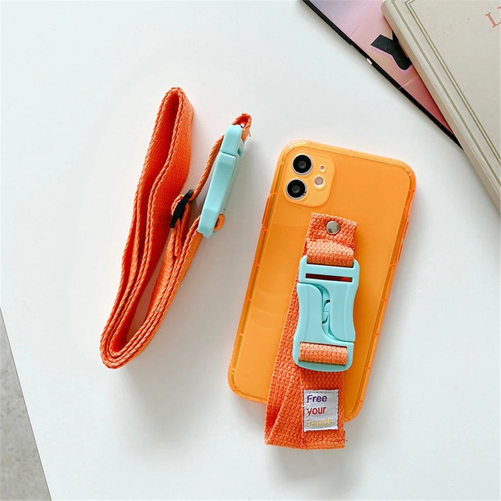 Fluorescent wristband transparent silicone phone case for iPhone
