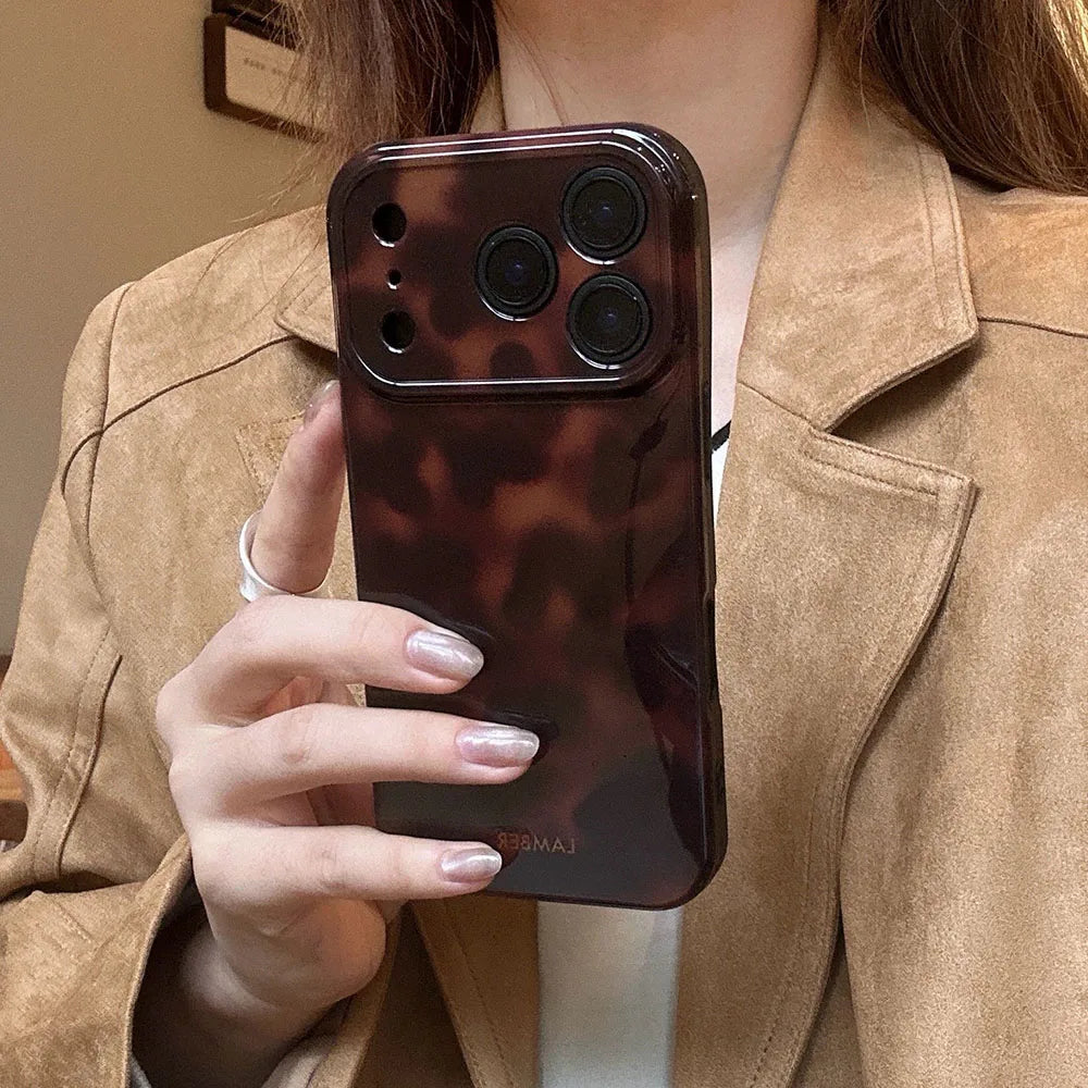 Amber Retro Leopard Print Phone Case For iPhone