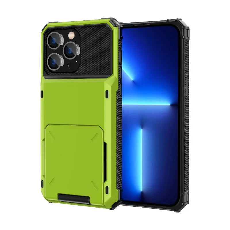 Heavy Duty Wallet Hidden Flip Slot Protective Hard Back Covers Coque Fundas for iPhone