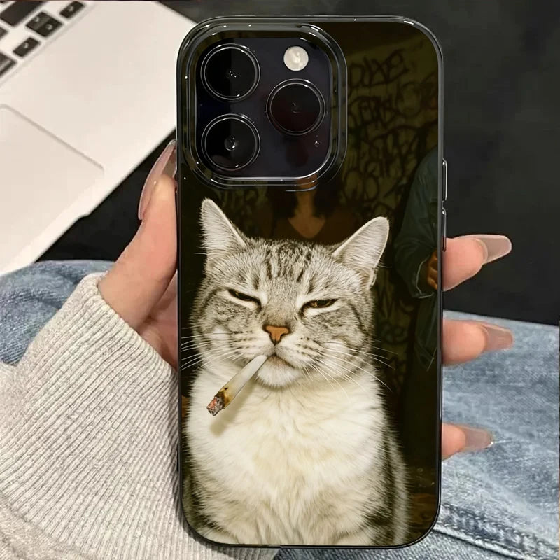 Fashion Kitten Smoking Pattern Phone Case For iPhone