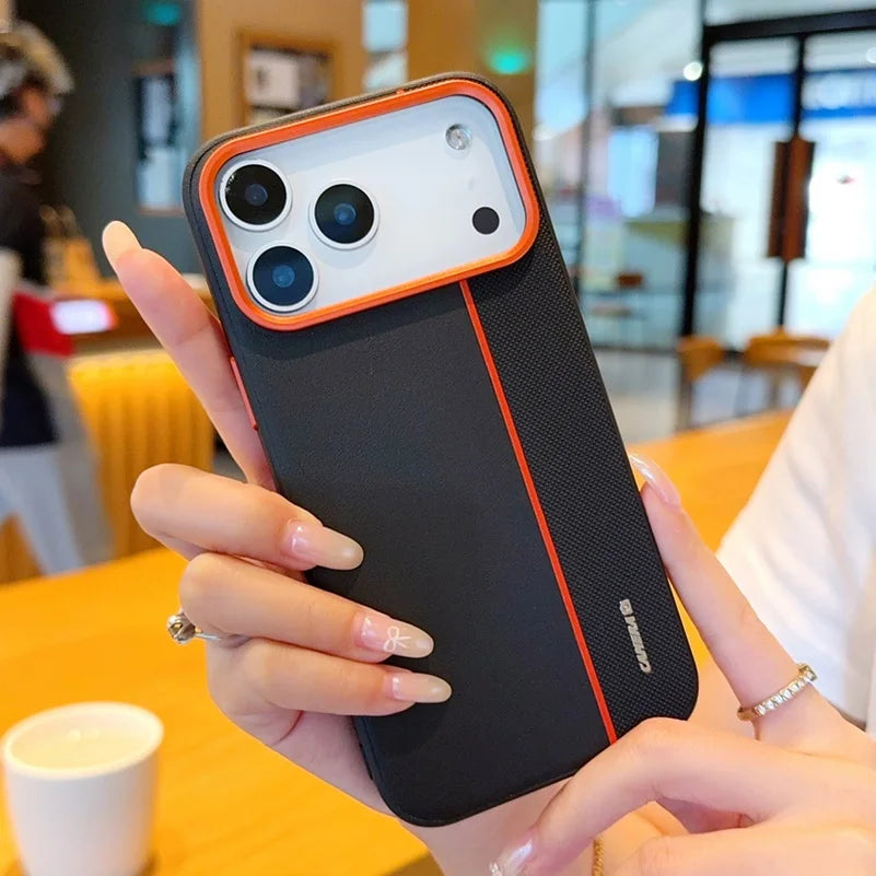 Colorful Leather Red Lens Ring Raised Protective Lens Case For iPhone