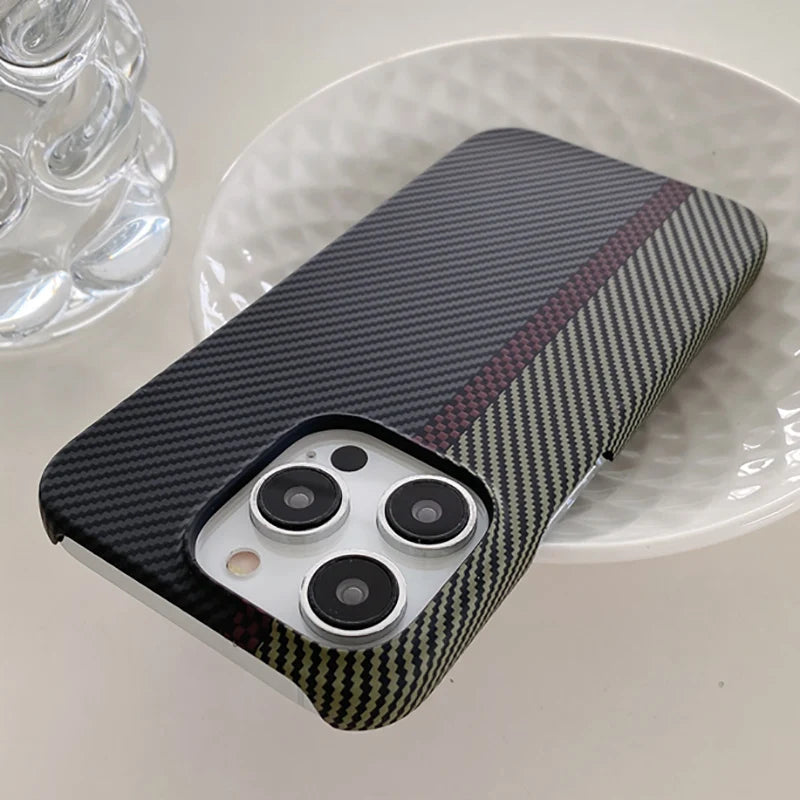 Luxury carbon fiber patterned frameless phone case for iPhone