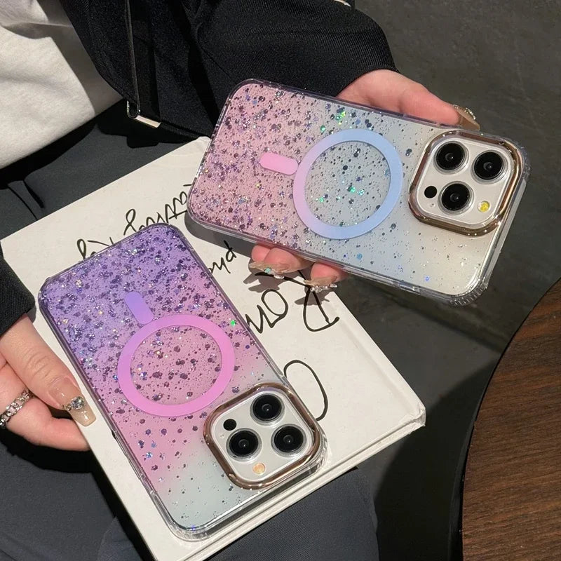 Luxury Gradient Glitter Magnetic Case for iPhone