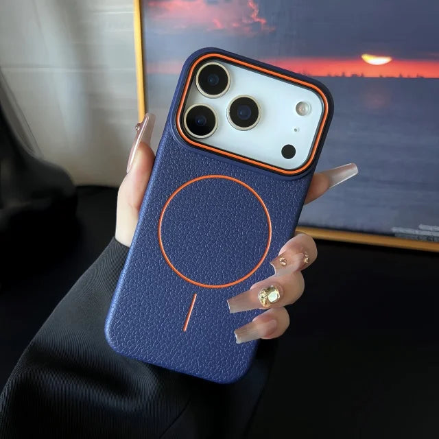 Luxury Litchi Texture Silicone Magsafe Magnetic Case For iPhone