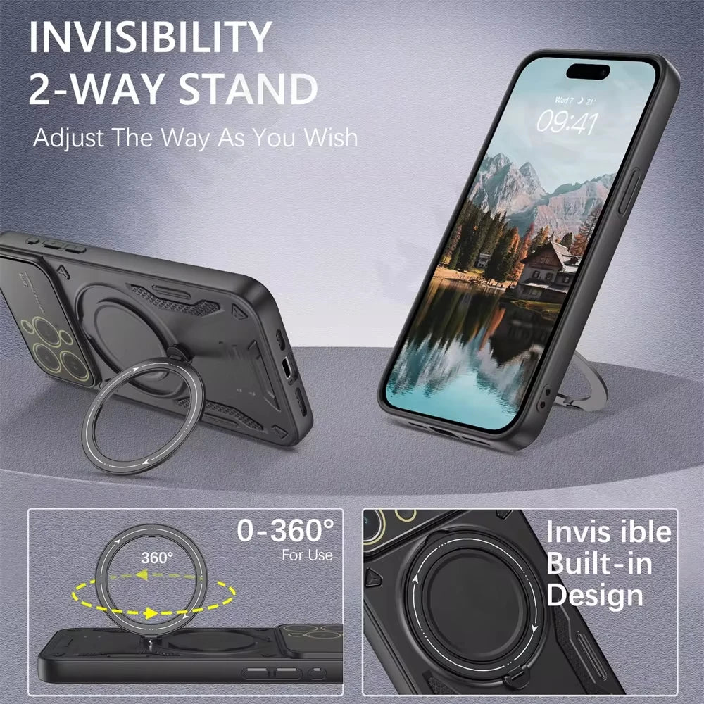 Military Armor Fold Ring Bracket Phone Case For iPhone