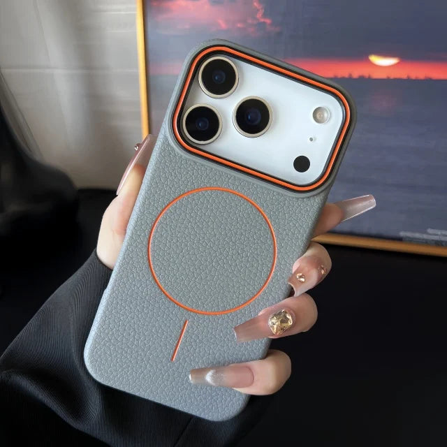 Luxury Litchi Texture Silicone Magsafe Magnetic Case For iPhone