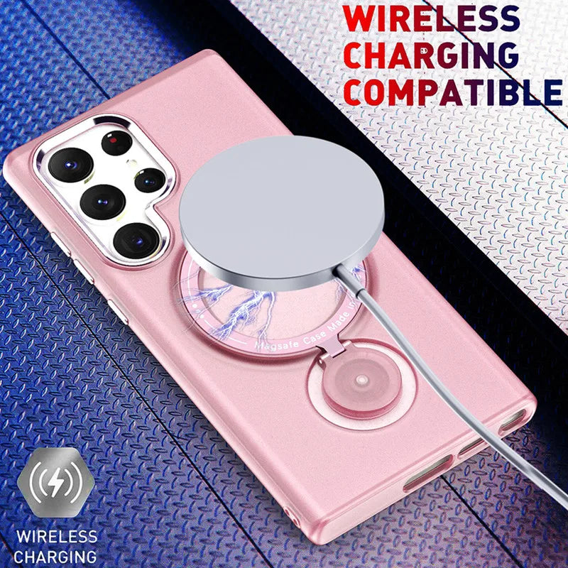 360° Swivel Stand Case For Samsung Electroplated Lens Hole Cover