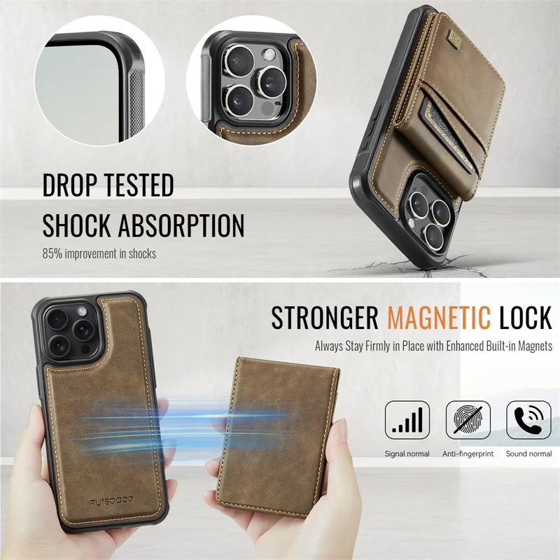 Magsafe Card Holder Bag Flip Leather Case For iPhone