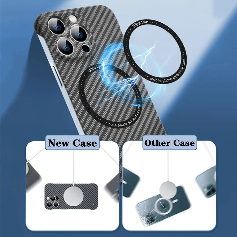 Ultra thin carbon fiber magnetic phone case suitable for iPhone