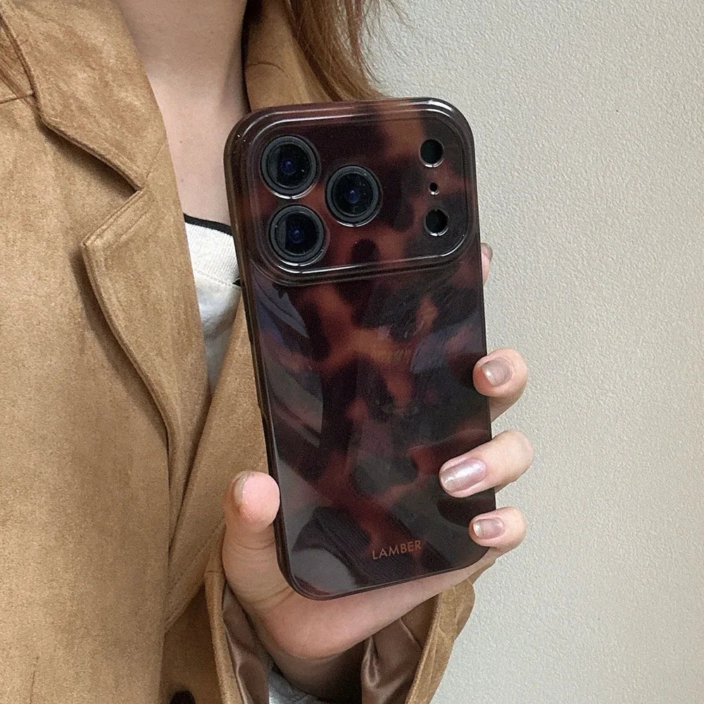 Amber Retro Leopard Print Phone Case For iPhone