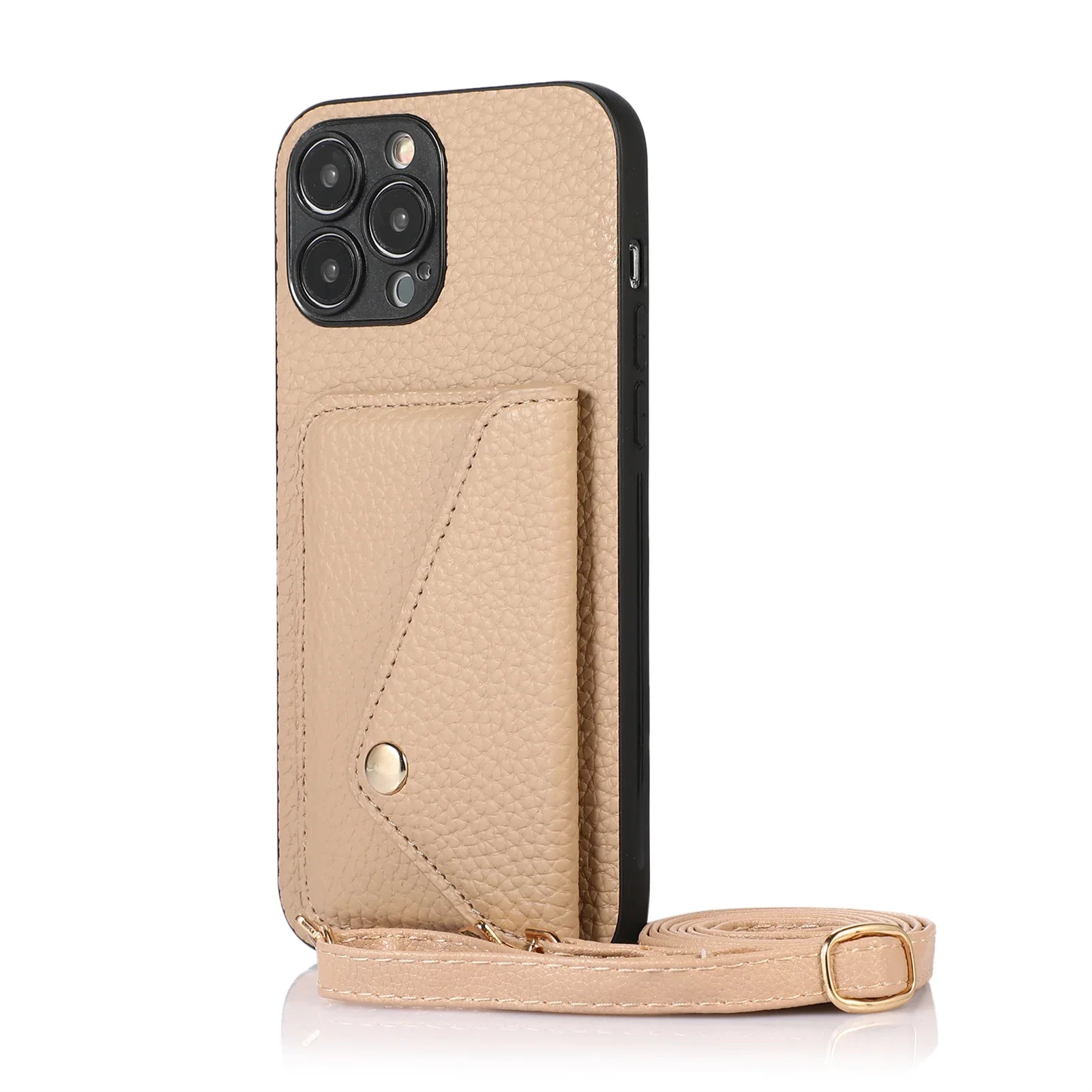 Leather Phone Case Wallet & Crossbody Strap For iPhone