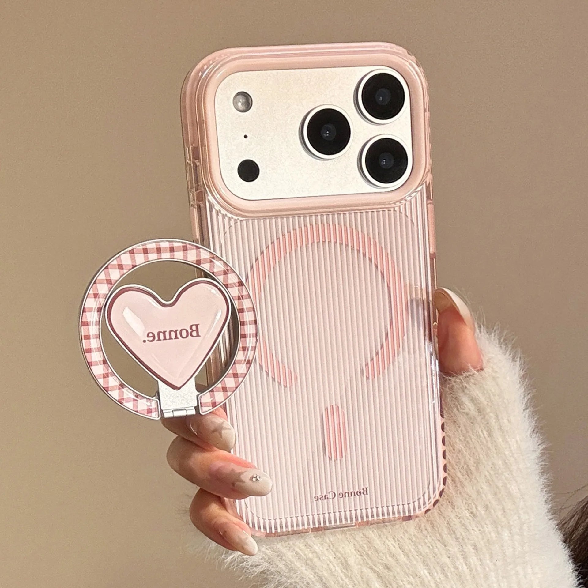 Fold Love Heart Magnetic Stand Holder Phone Case For iPhone
