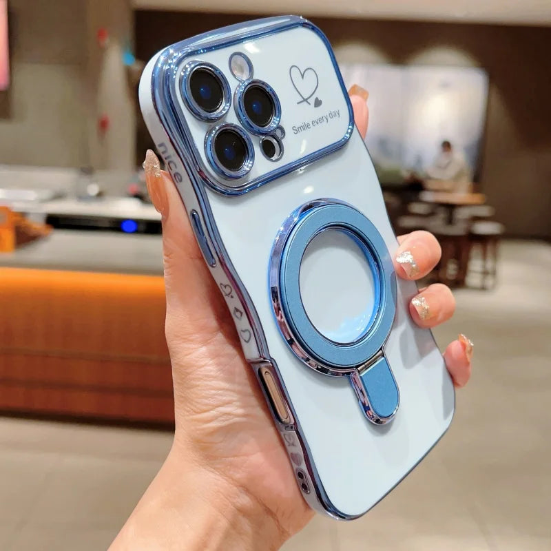 Wave Plating Side Love Heart Phone Case For iPhone